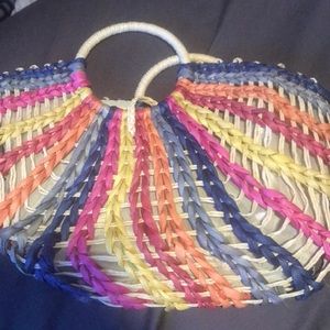 Colorful straw handbag